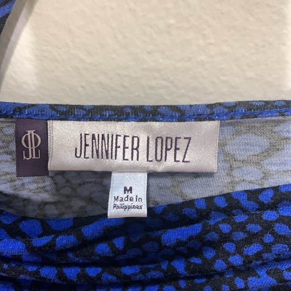 Jennifer Lopez Blue/Black Print Sexy Back Top Size M Used - Picture 6 of 6
